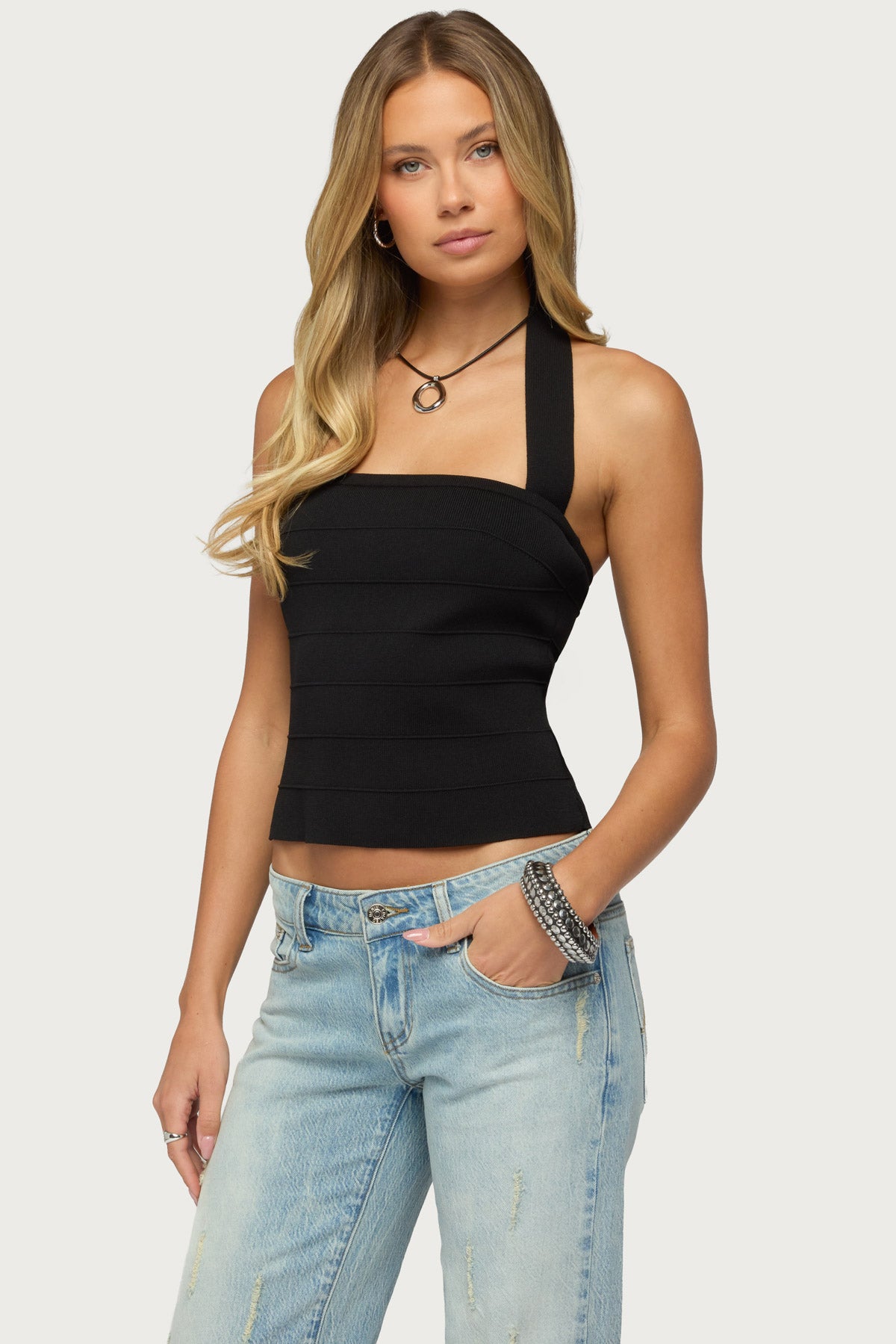 Esmerela Bandage Knit Halter Top - Image 3