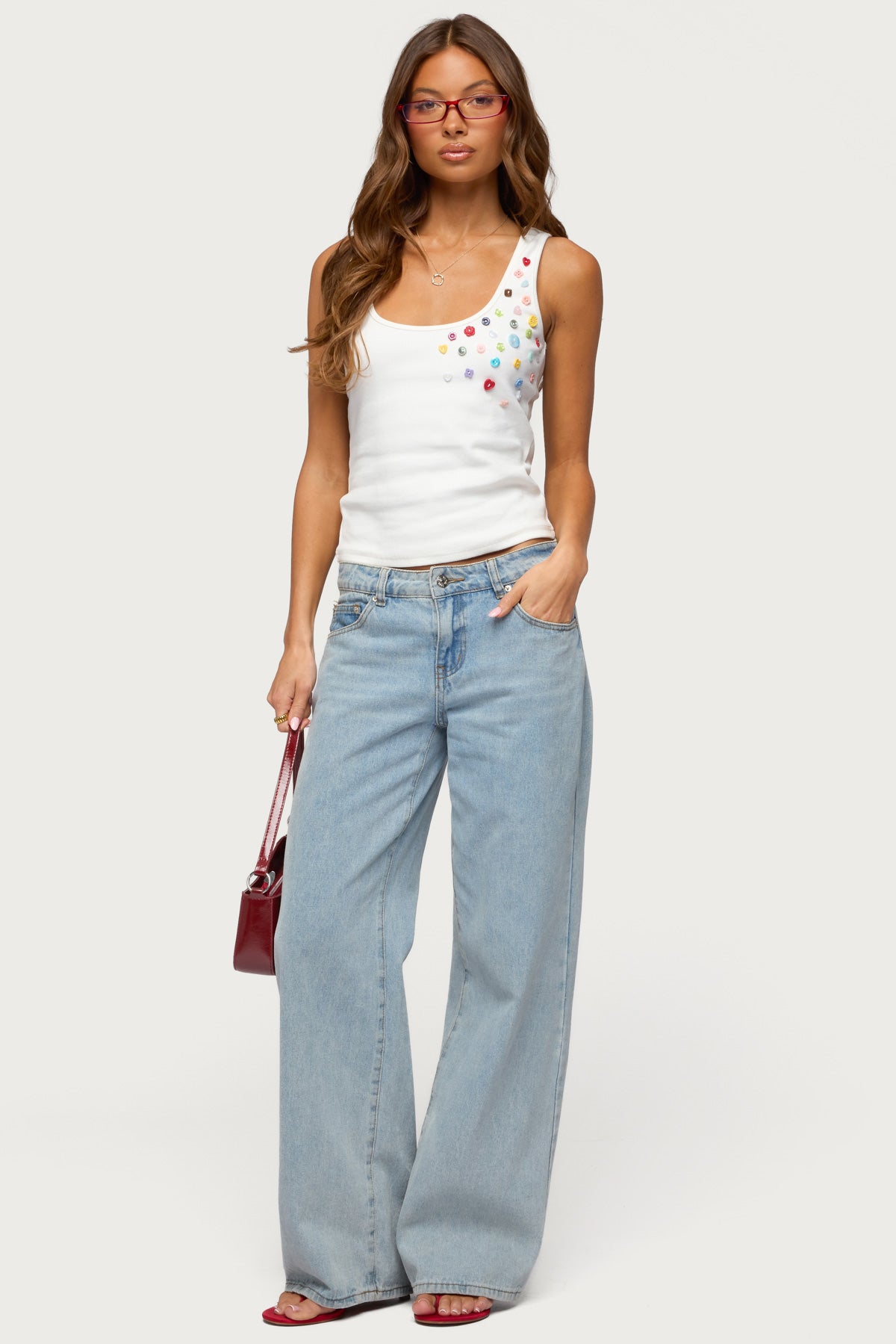 Natash Mixed Button Tank Top - Image 4