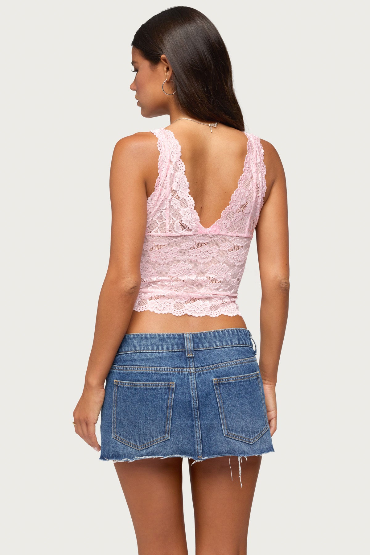 Vanya Sheer Lace V Neck Top - Image 4