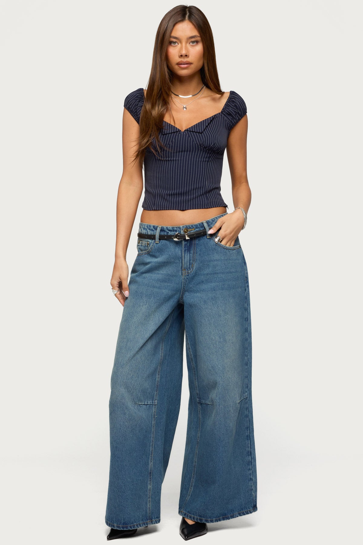 Skater Girl Washed Low Rise Baggy Jeans - Image 6