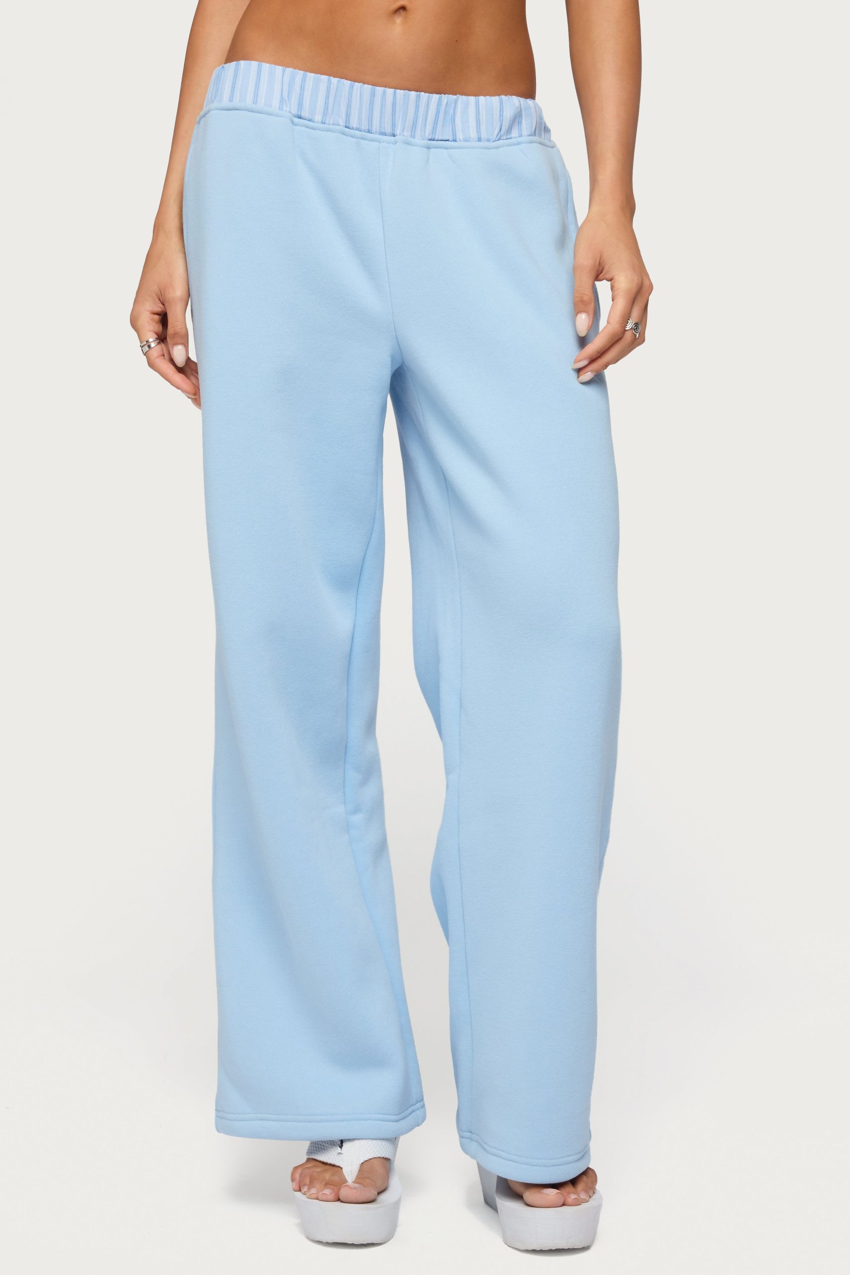 Edikted Core Stripey Wide Leg Sweatpants - Image 3