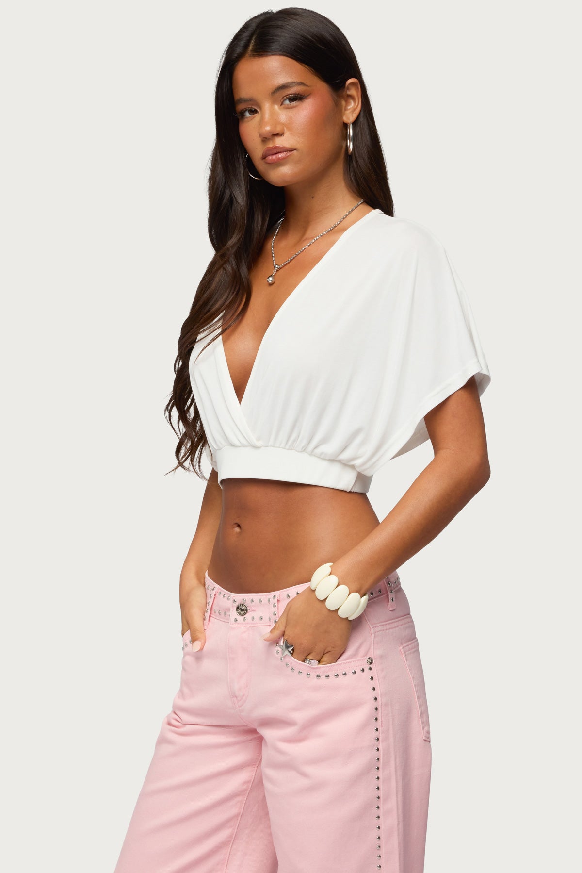 Candela V Neck Crop Top - Image 3