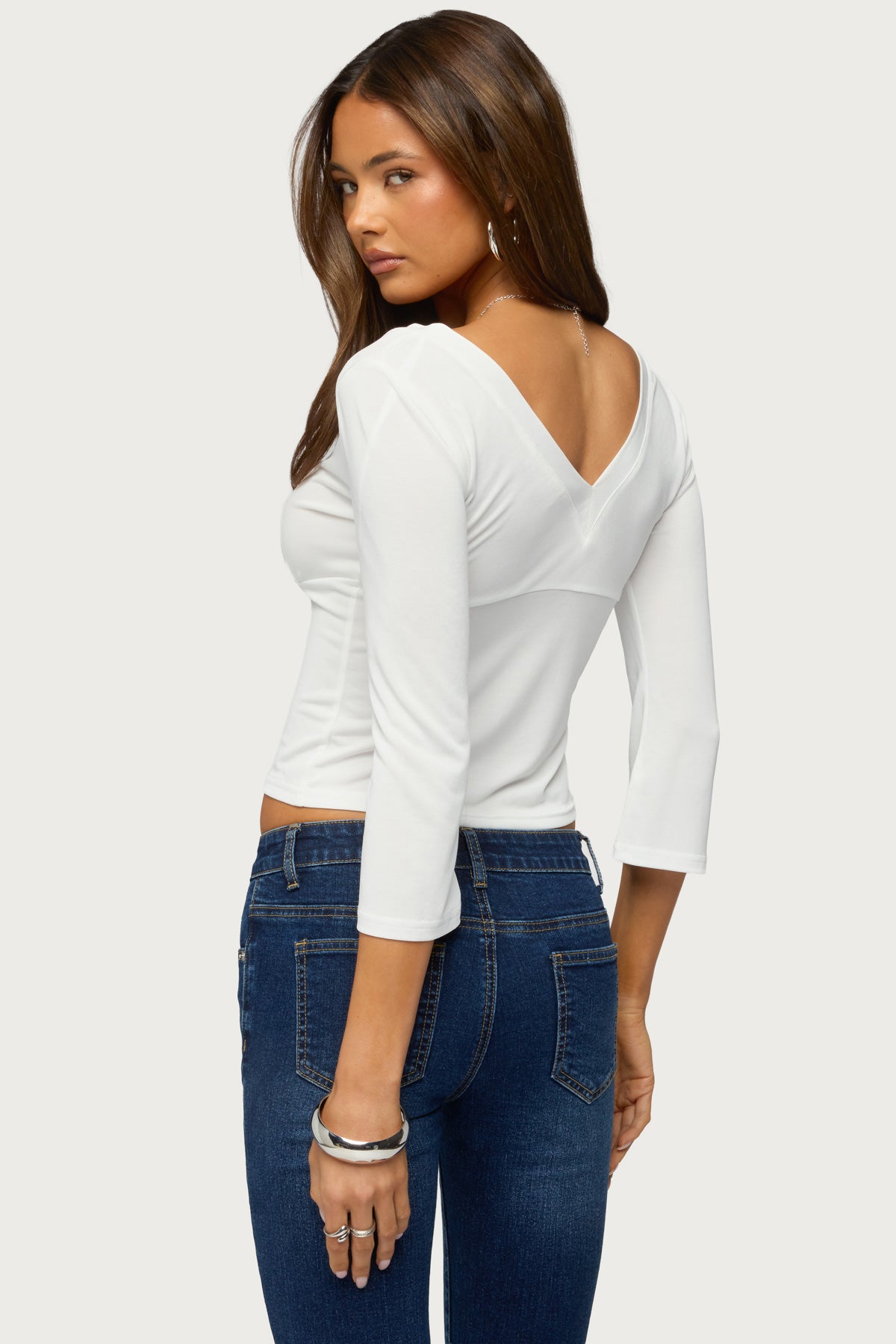 Mar V Neck Three-Quarter Sleeve Top - Image 3