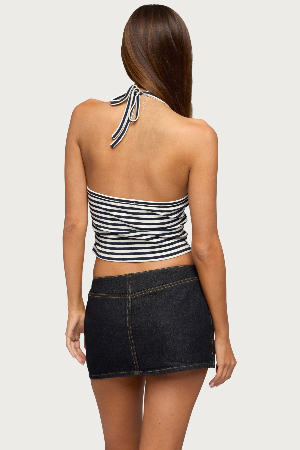 Velma Striped Ribbed Halter Top - Image 5