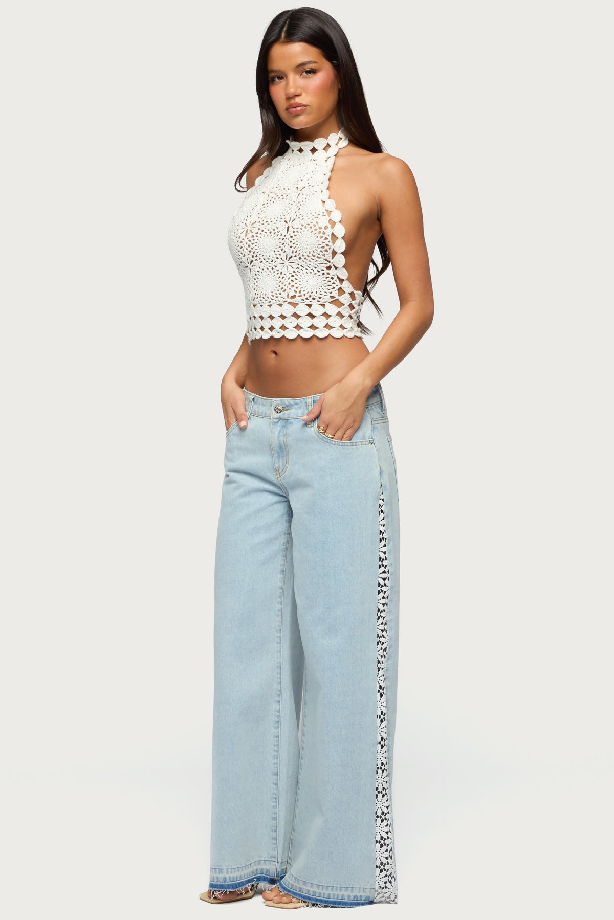Backless Crochet High Neck Halter Top - Image 5