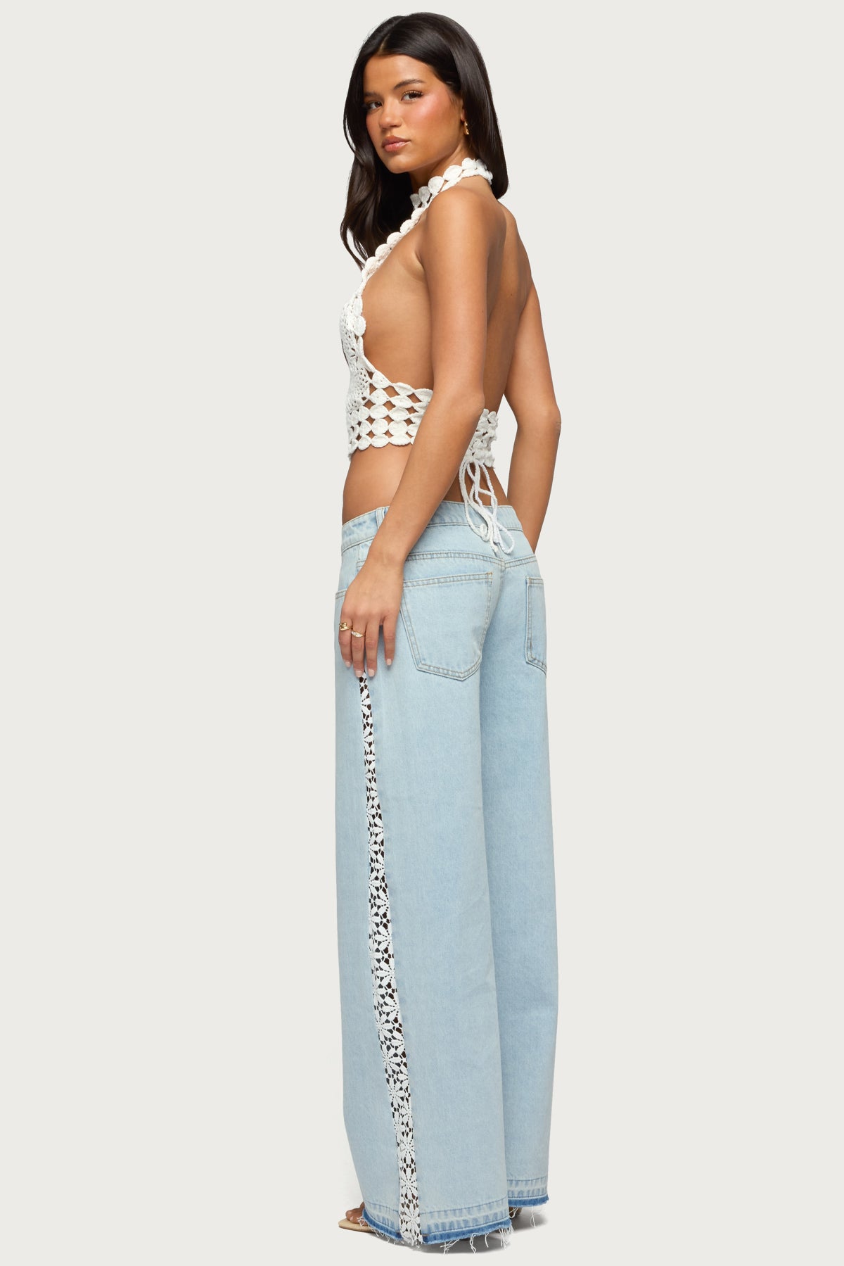 Backless Crochet High Neck Halter Top - Image 6