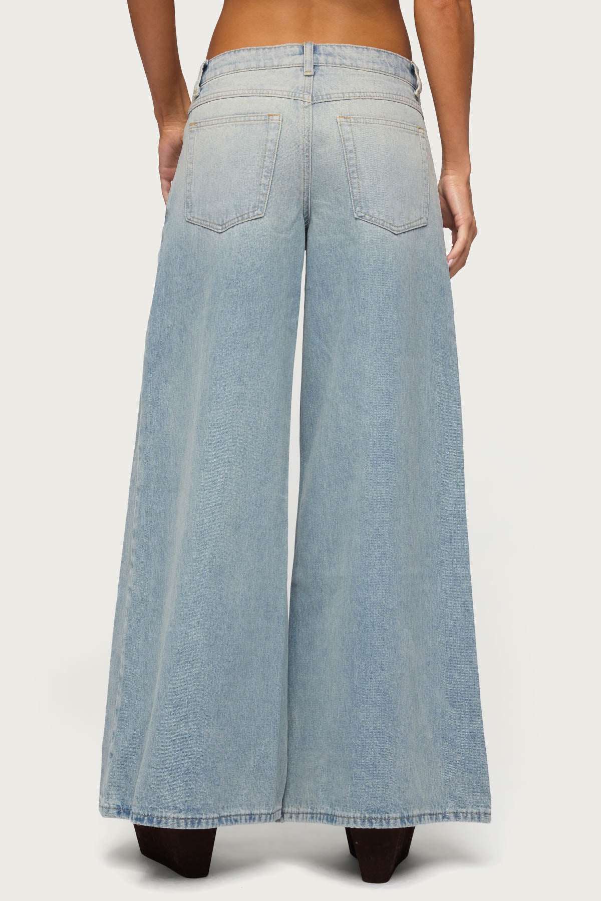 Stitched Low Rise Wide Leg Jeans - Image 4