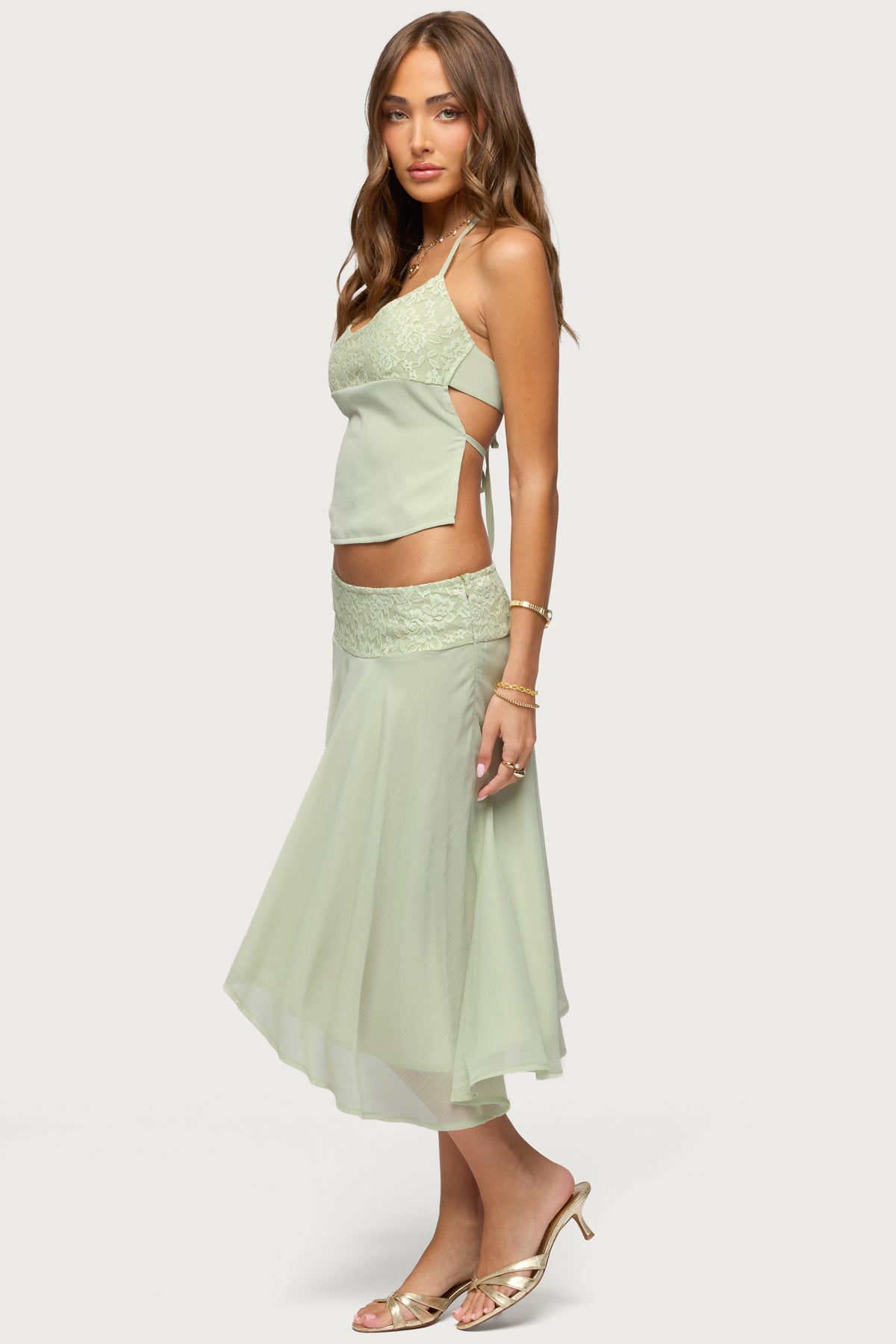 Evia Lacey Asymmetric Midi Skirt - Image 3