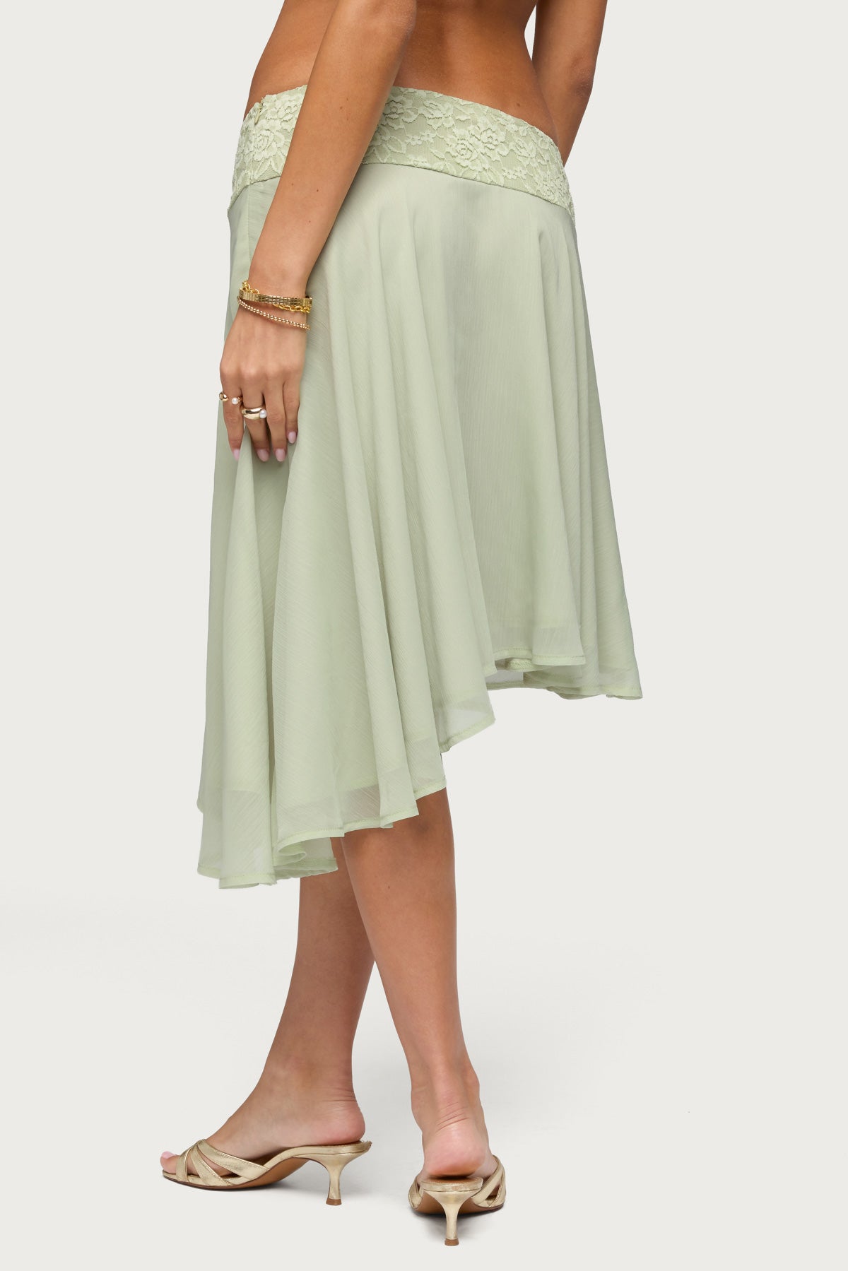 Evia Lacey Asymmetric Midi Skirt - Image 4