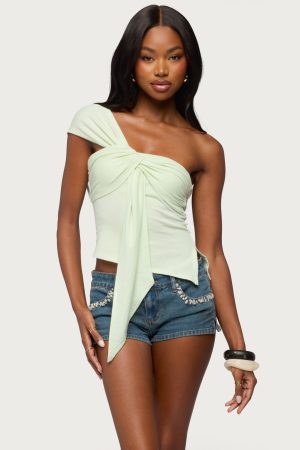 Zoie Draped Tie One Shoulder Top