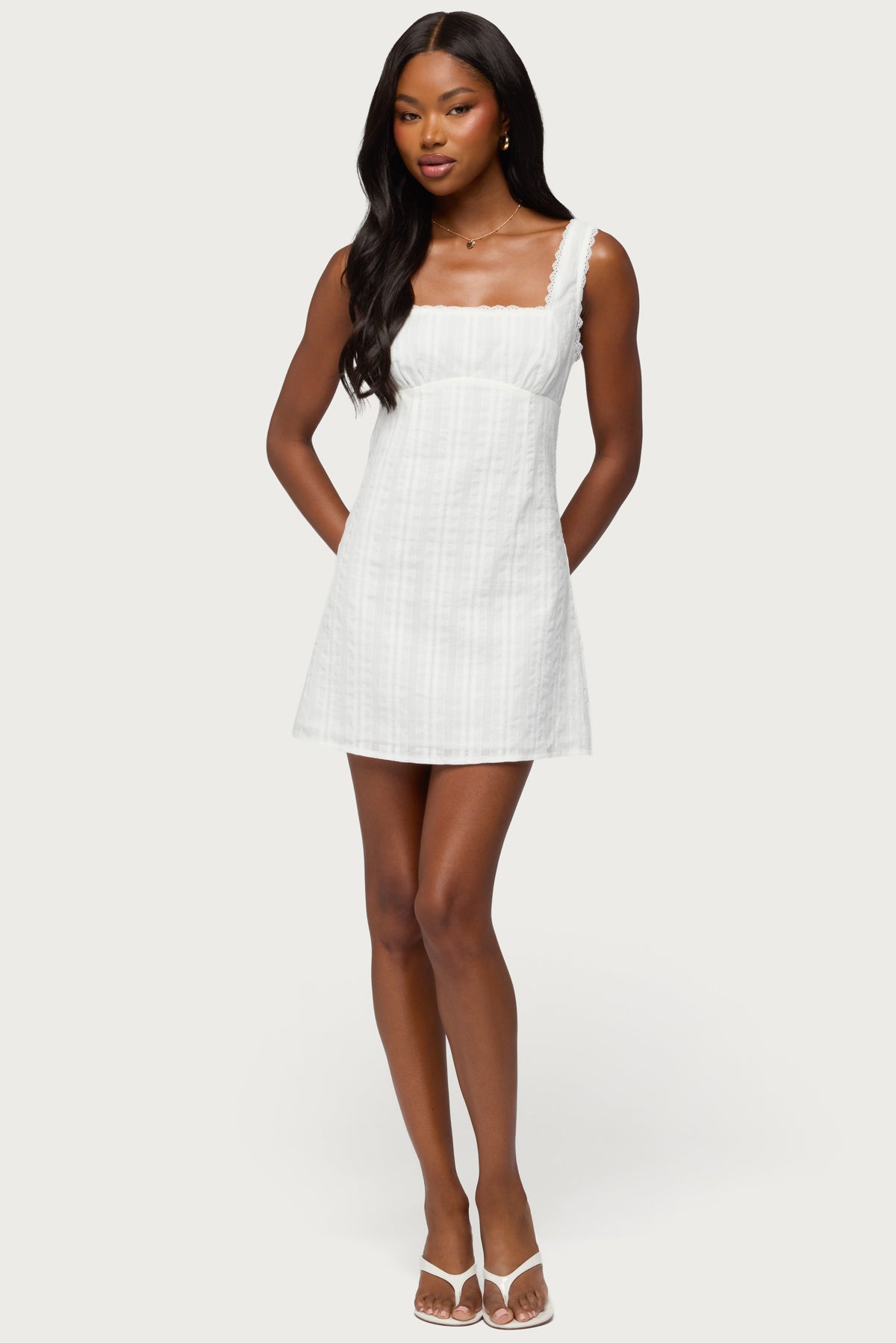 Citrina Lacey Striped Mini Dress - Image 5