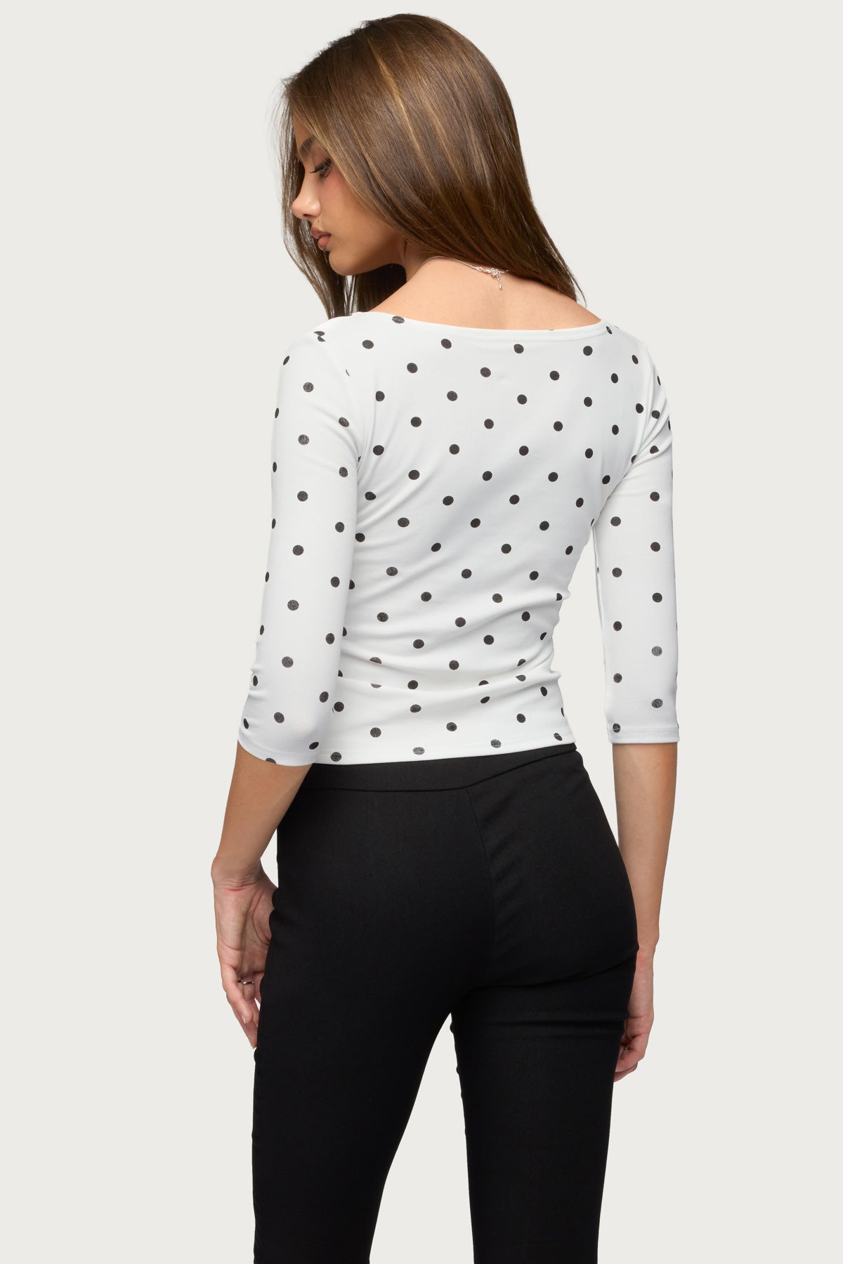 Katey V Neck Polka Dot Top - Image 4