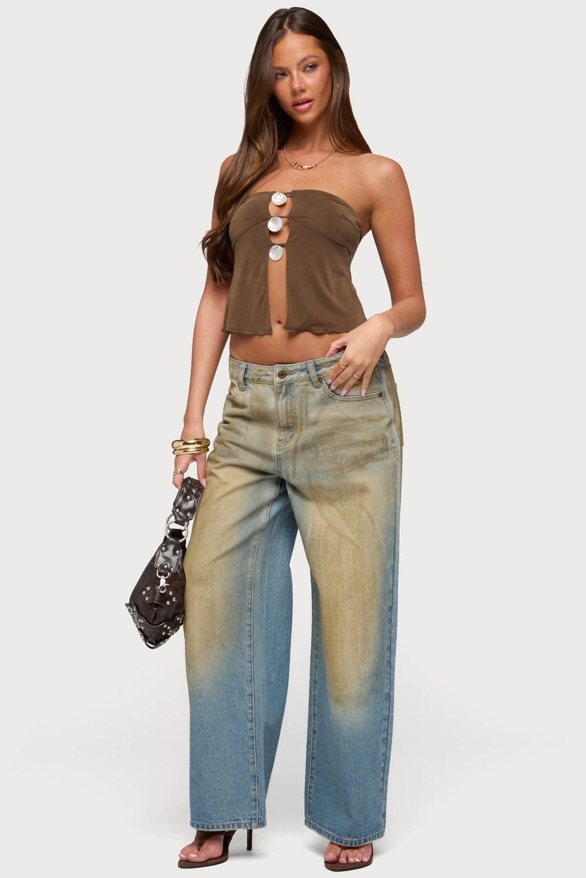 Lee Iridescent Strapless Cutout Top - Image 2
