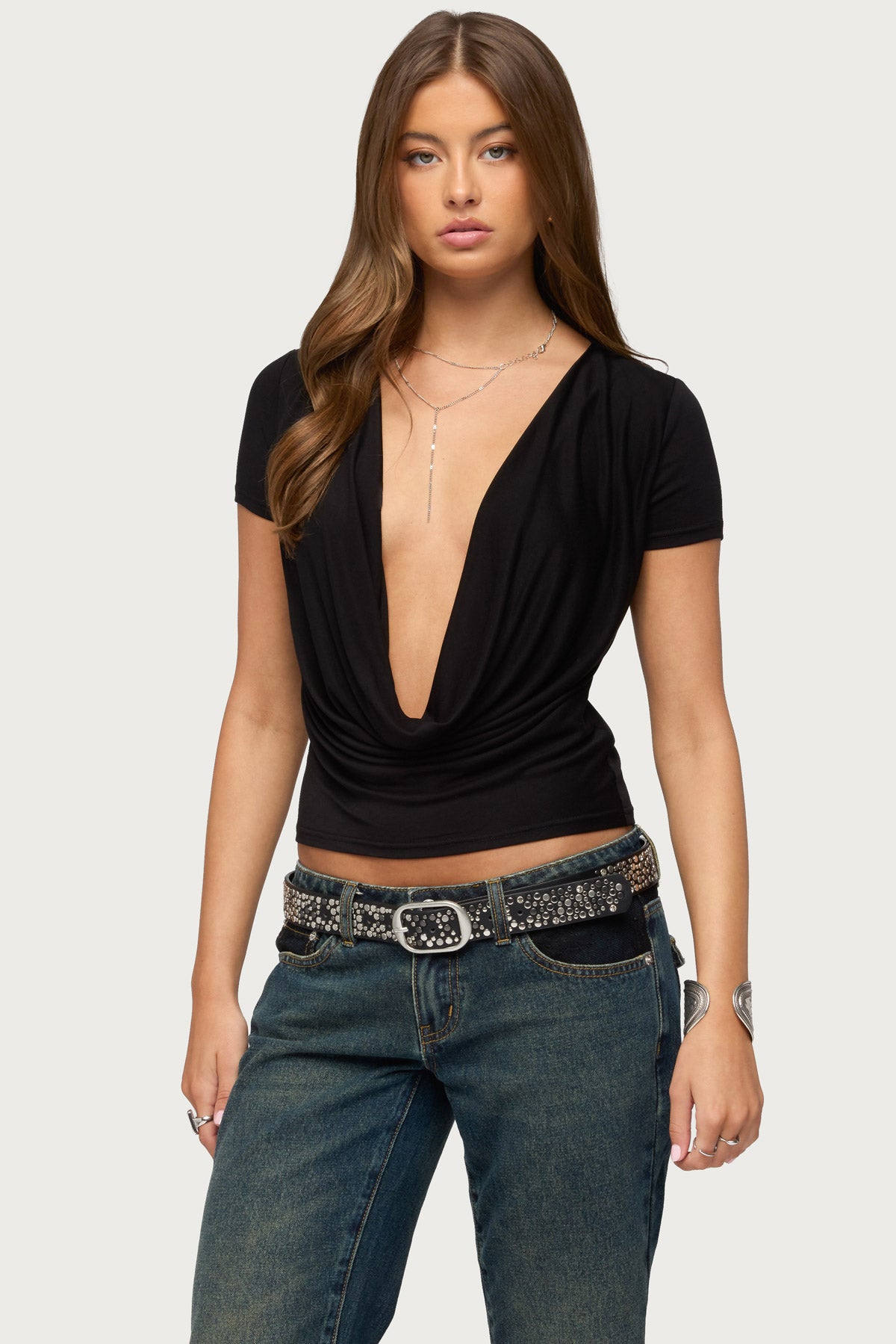 Vanie Deep Cowl Neck Top - Image 3