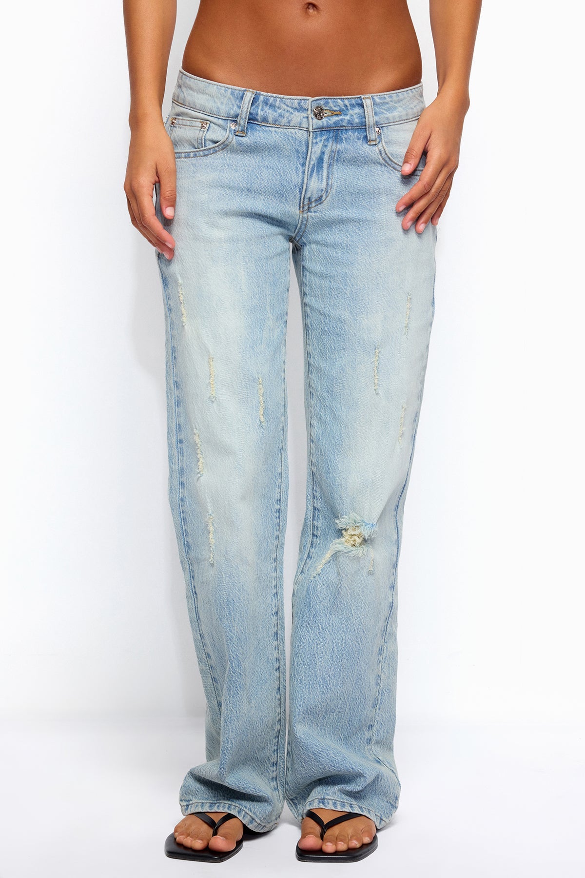 Lainie Distressed Low Rise Bootcut Jeans - Image 2