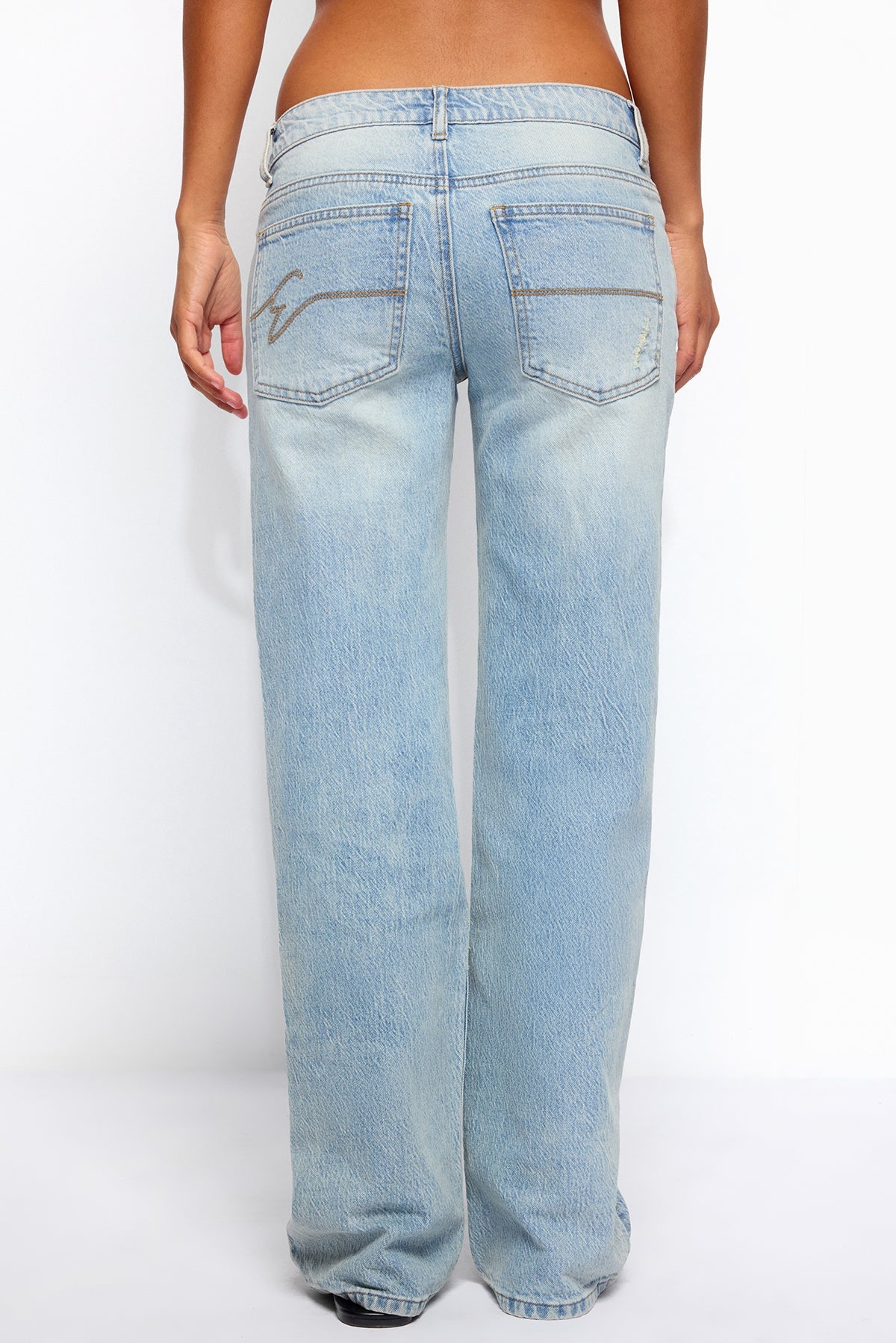 Lainie Distressed Low Rise Bootcut Jeans - Image 4