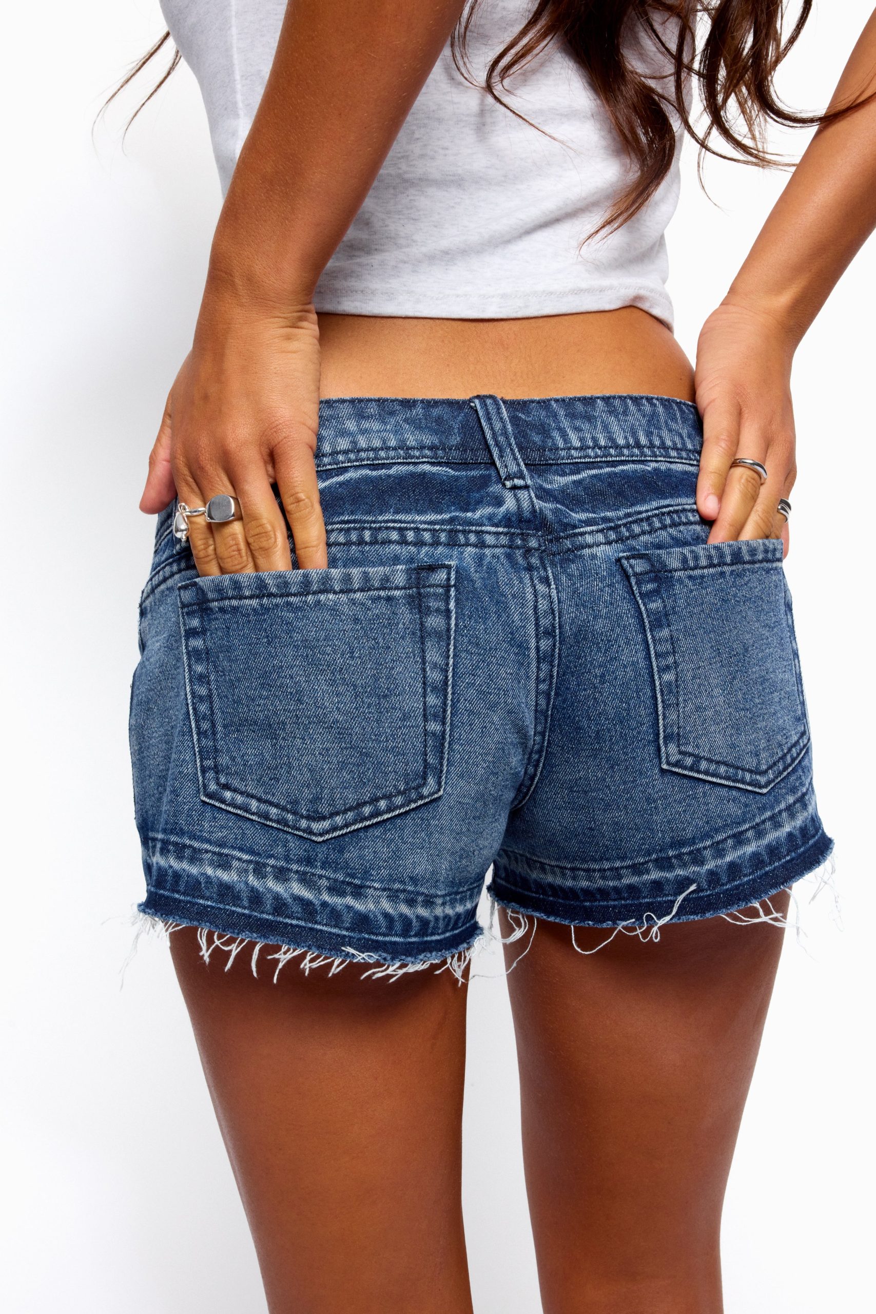 True Low Rise Denim Micro Shorts - Image 5