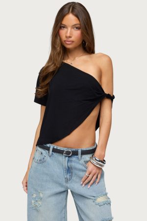 Asymmetric Twisted Off Shoulder Top