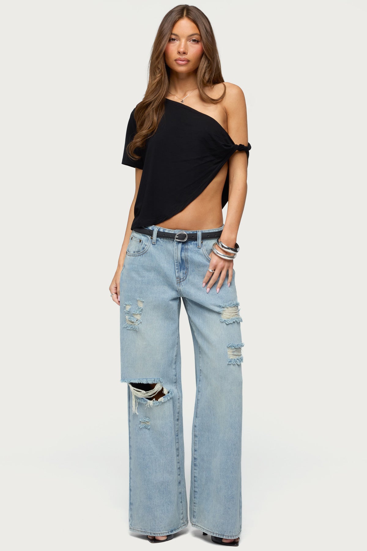 Asymmetric Twisted Off Shoulder Top - Image 5