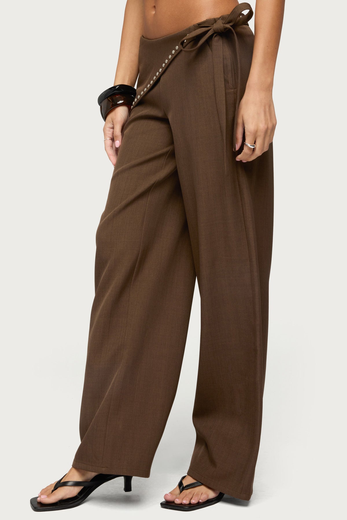 Avery Studded Foldover Straight Leg Pants - Image 4
