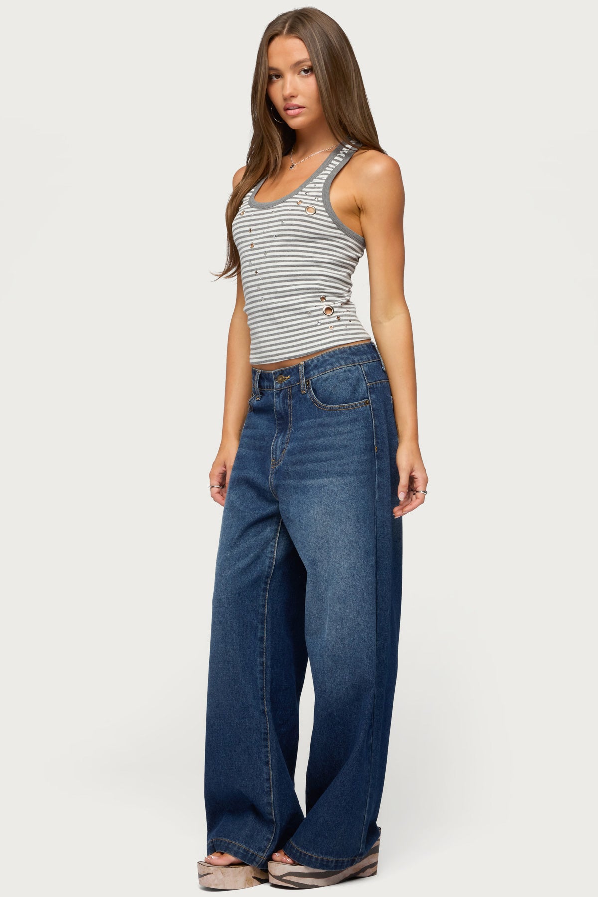Sindy Grommet & Stud Striped Tank Top - Image 5