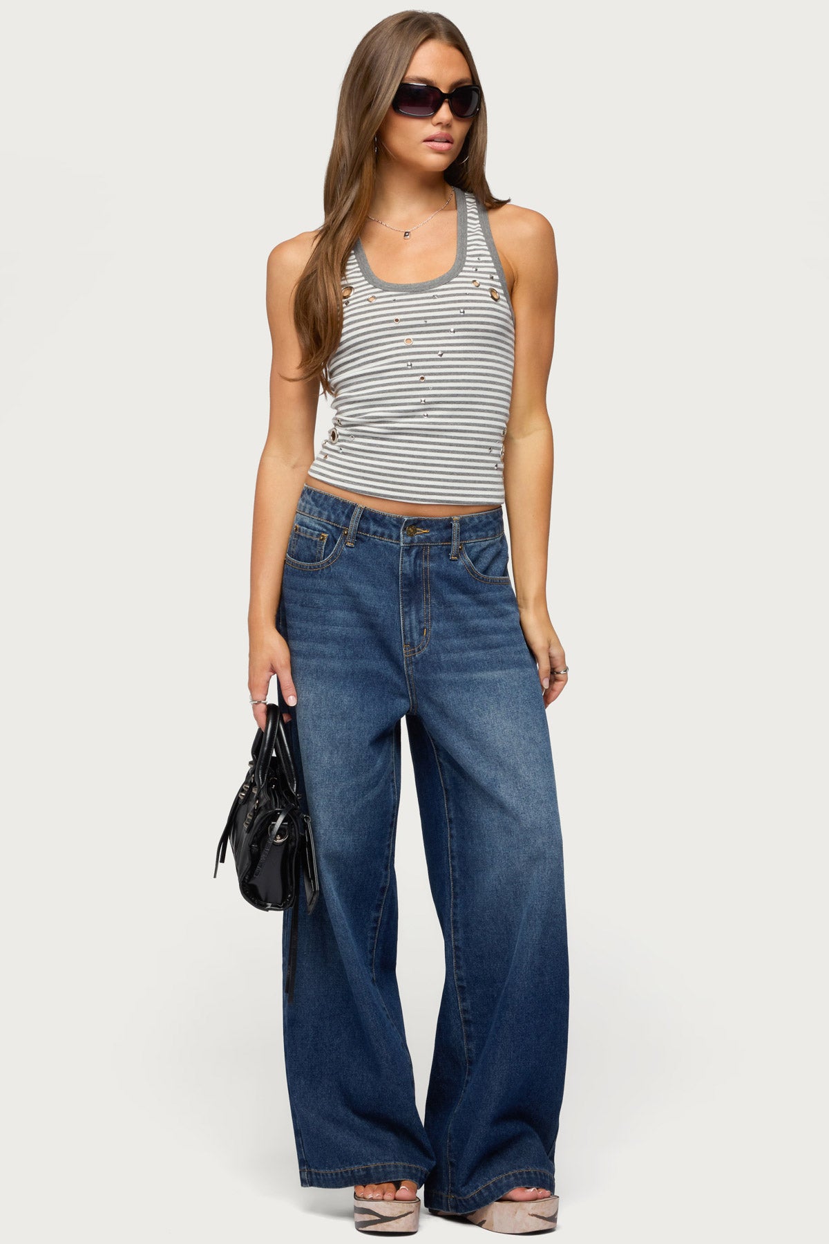 Sindy Grommet & Stud Striped Tank Top - Image 2