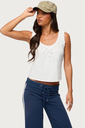 Edyth Tie Front Cotton Tank Top