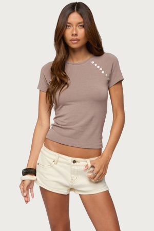 Rowan Iridescent Button Raglan T Shirt