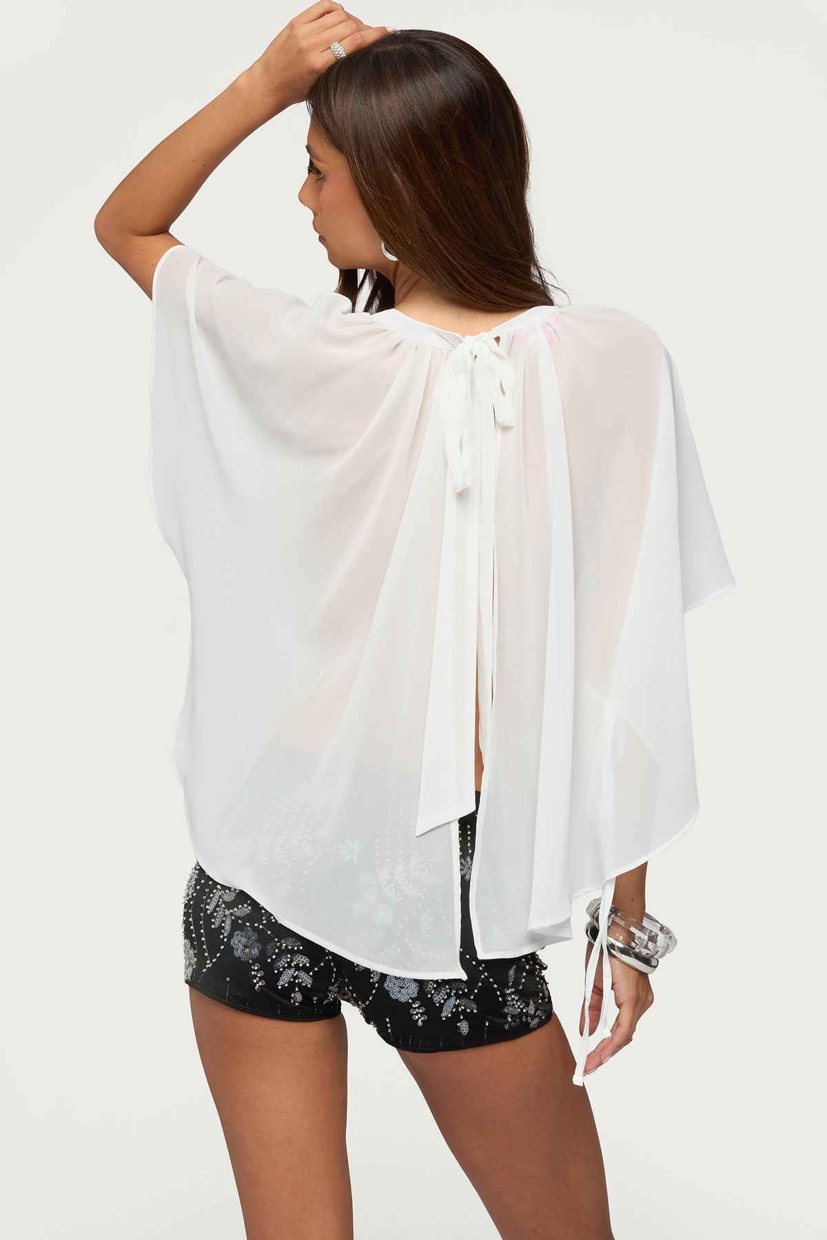 Sable Flowy Asymmetric Chiffon Top - Image 4