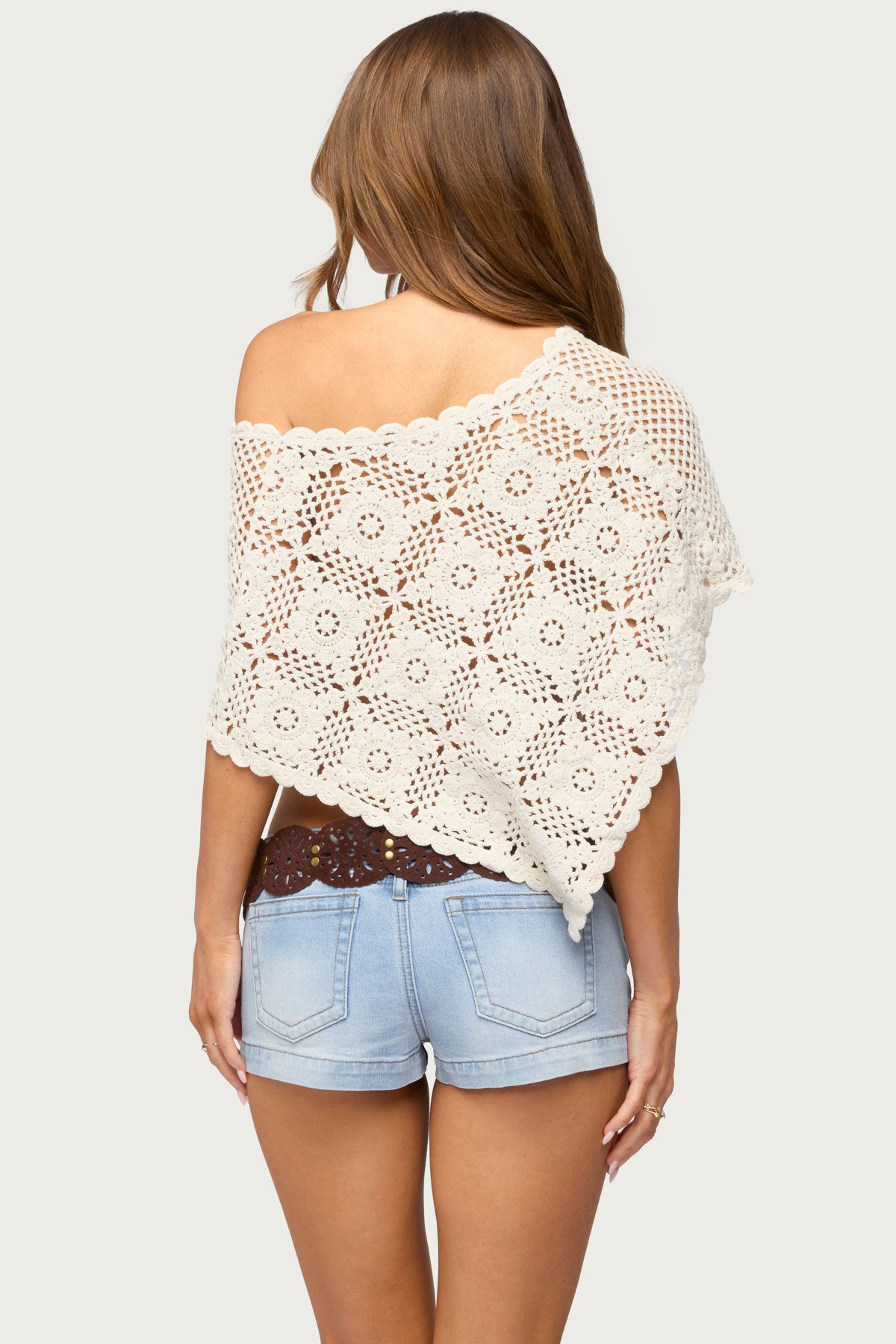 Lilianna Scalloped Crochet Poncho - Image 4