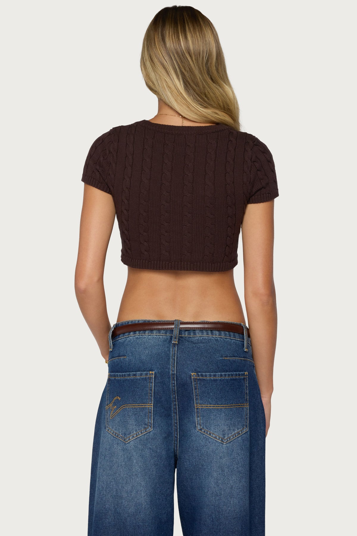 Zila Cropped Cable Knit Top - Image 5