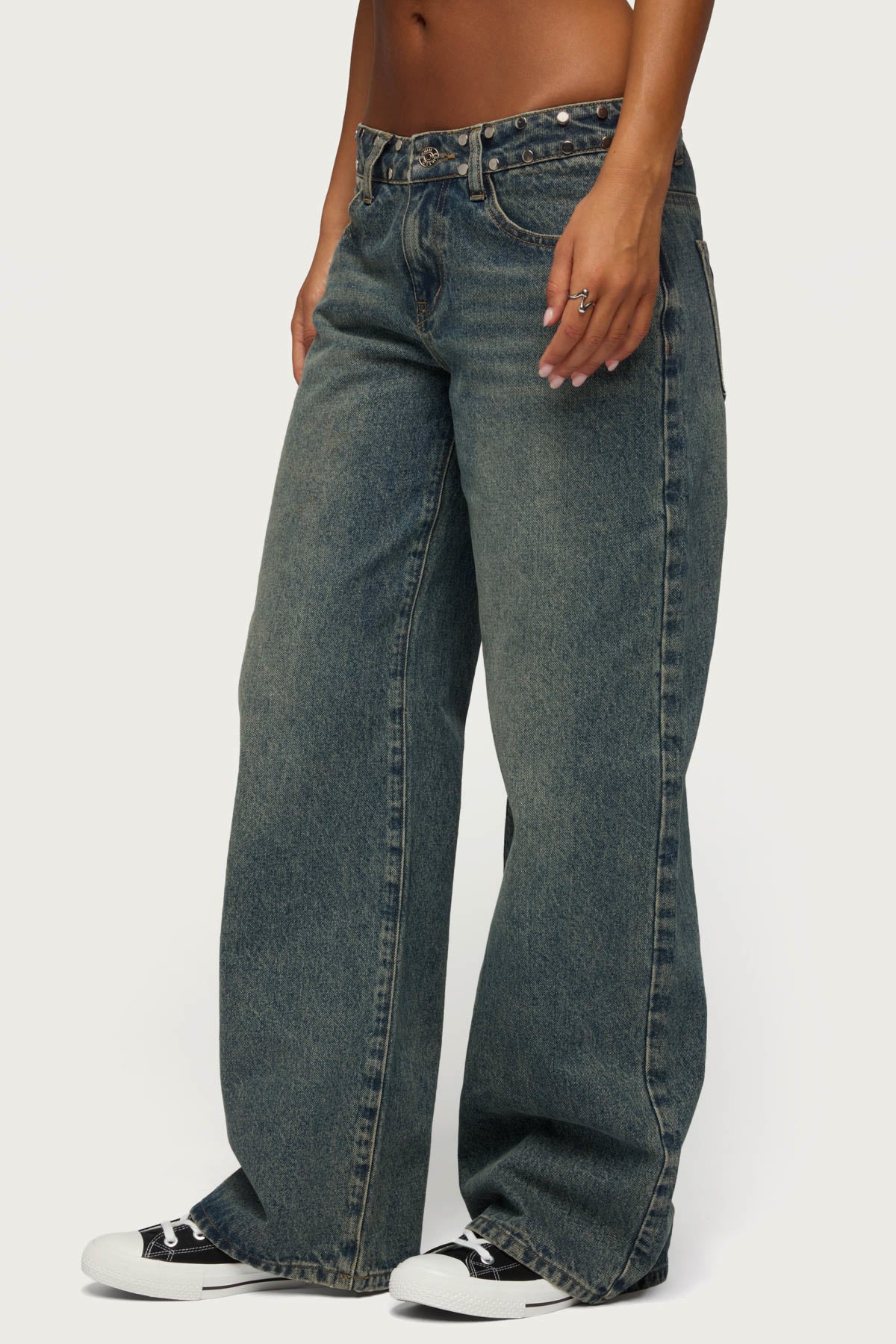 NYC Studded Low Rise Baggy Jeans - Image 4