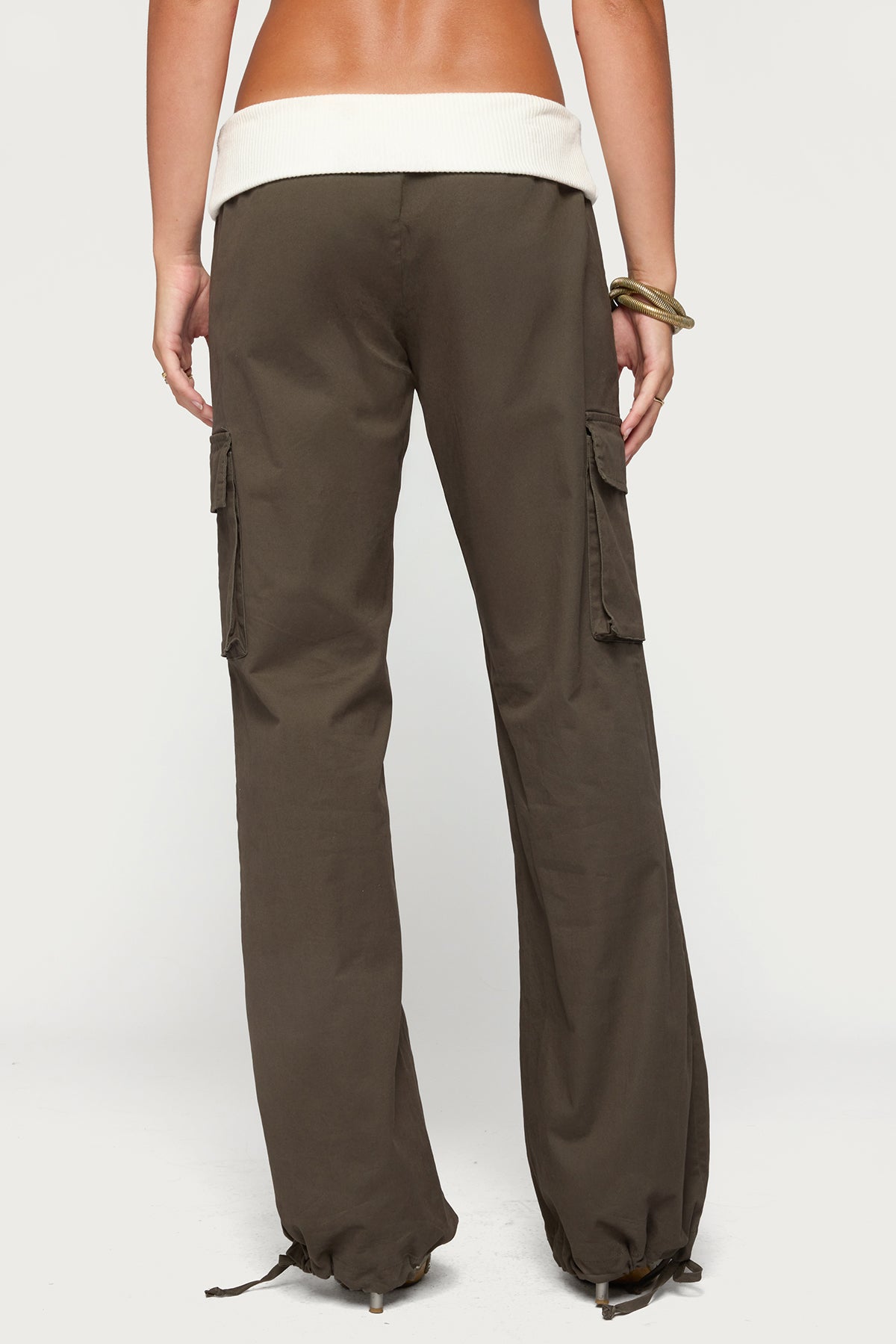 Jolee Contrast Ribbed Foldover Cargo Pants - Image 4
